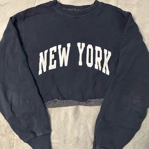 Navy Blue Brandy Melville “New York” cropped crew neck
